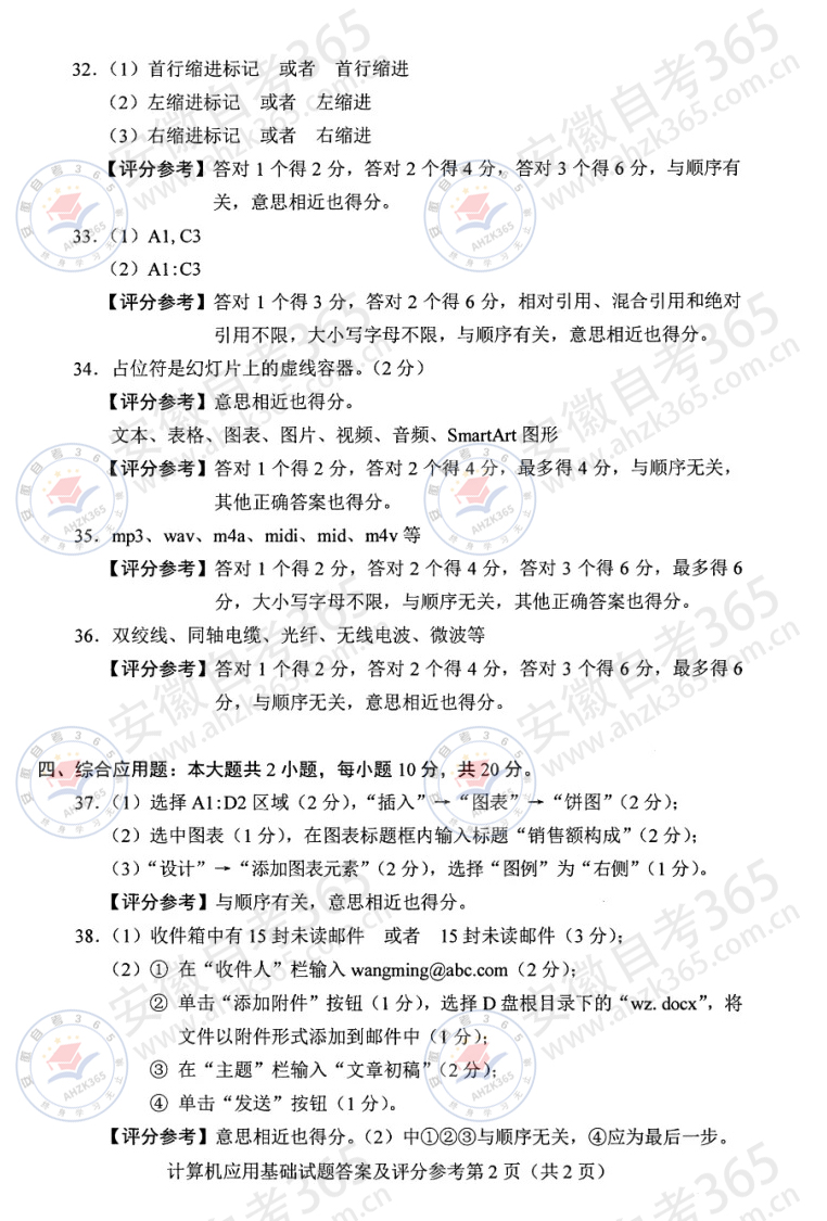 24年10月自考00018計(jì)算機(jī)應(yīng)用基礎(chǔ)歷年真題_5_不留名寫手_來自小紅書網(wǎng)頁版.jpg
